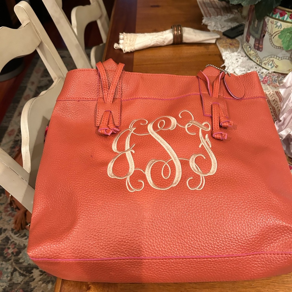 Vibrant Orange Leather Tote with Structured Design
